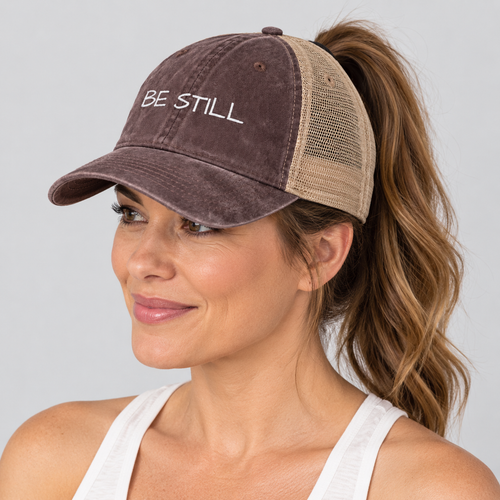 BE STILL Women's Christian Washed Mesh-Back Hat